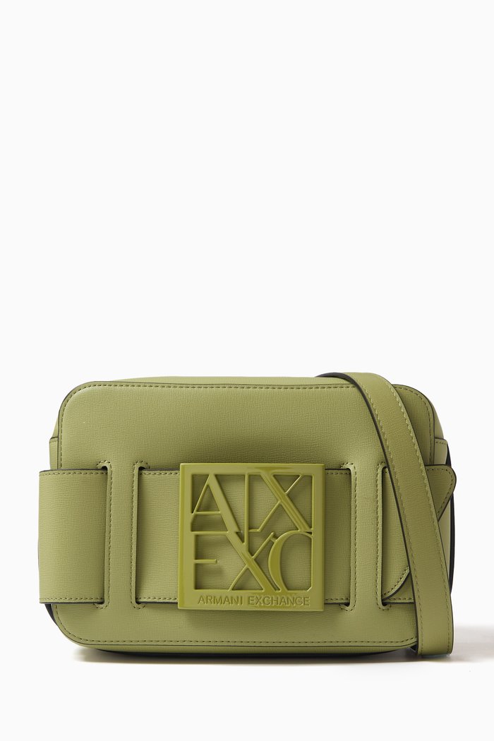 

Susy Logo Camera Bag in Faux Leather, Green
