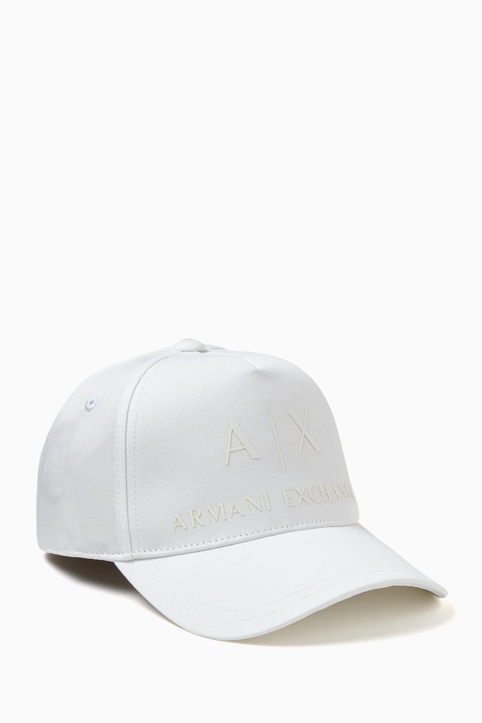 AX Logo Baseball Hat in Gabardine, White