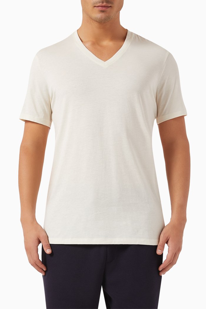 

V-neck Slim T-shirt in Pima Cotton-jersey, Neutral