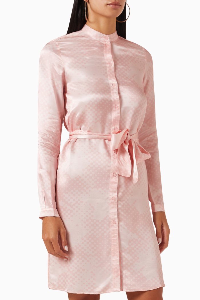 

Study Hall Print Belted Dress, Pink