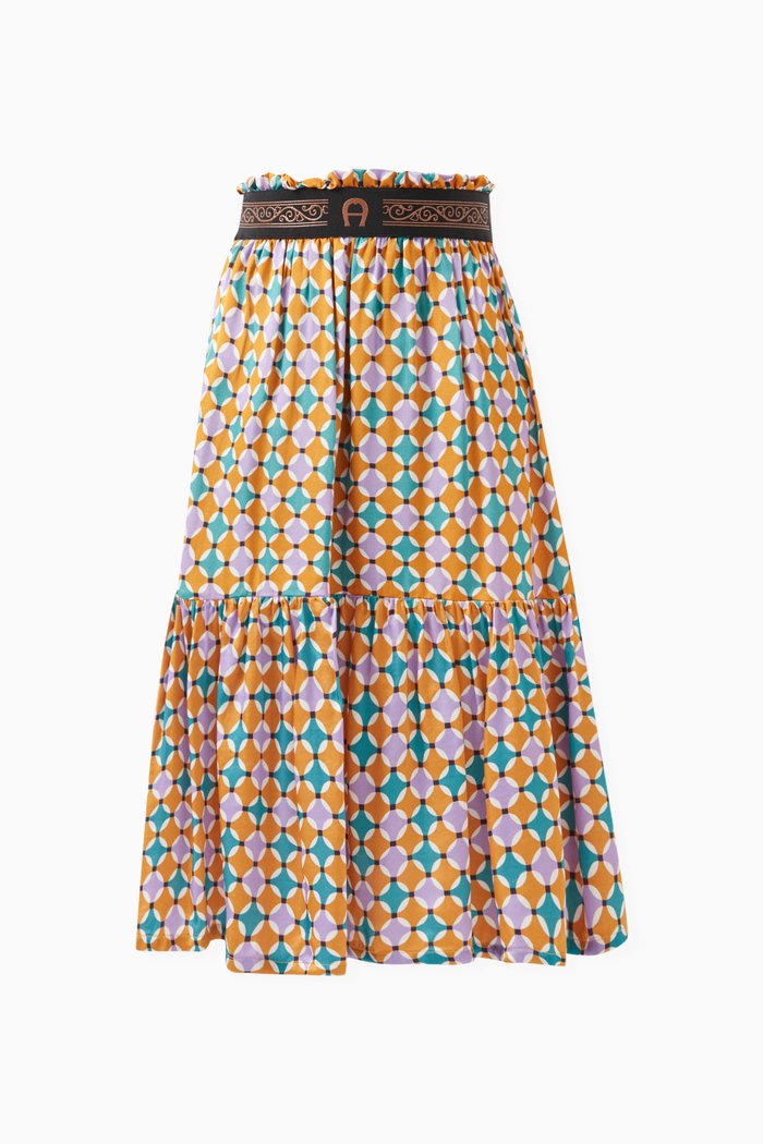 

Printed Tiered Skirt in Cotton, Multicolour