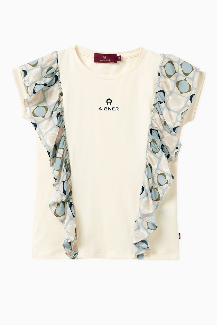 

Ruffled T-shirt in Cotton, Neutral