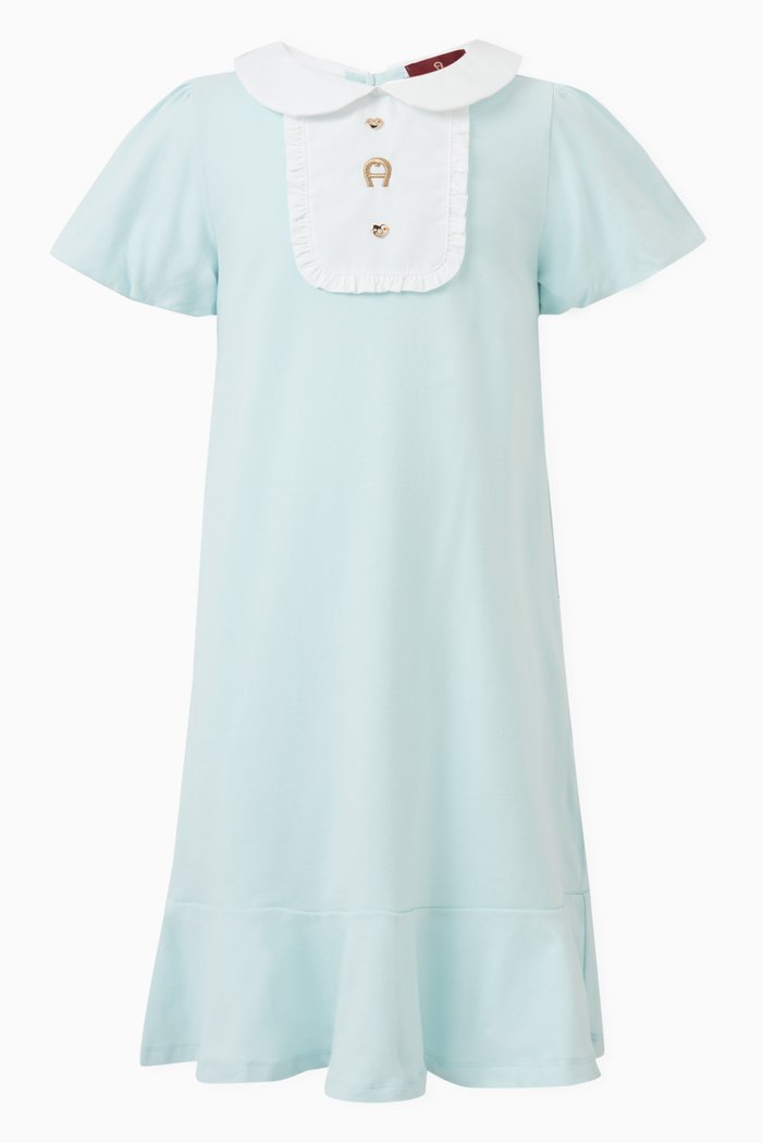 

Embroidered Logo Bib Dress, Blue