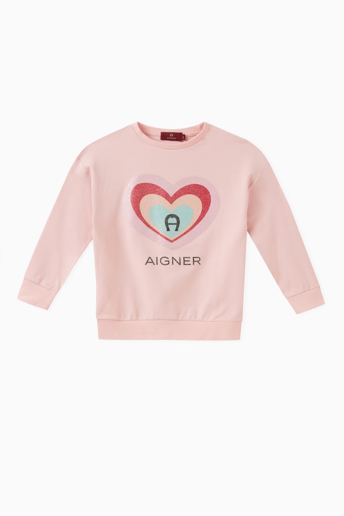 Heart Logo Sweatshirt in Cotton, Pink
