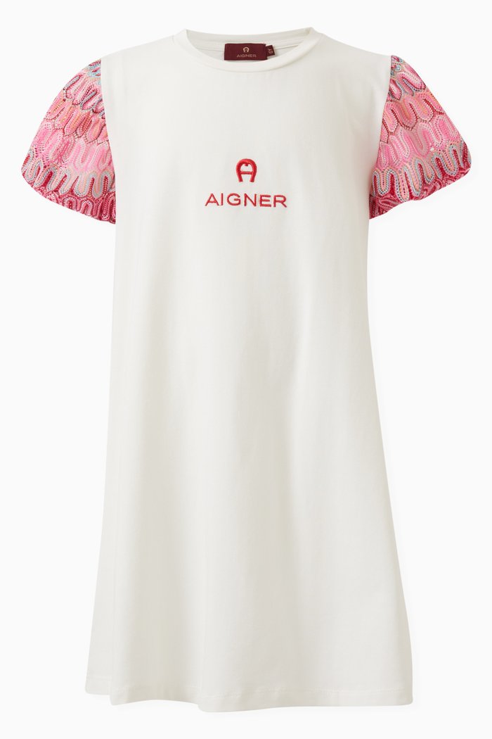

Logo-embroidered Dress in Cotton, Neutral