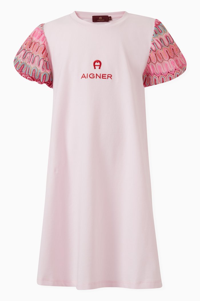 

Logo-embroidered Dress in Cotton, Pink