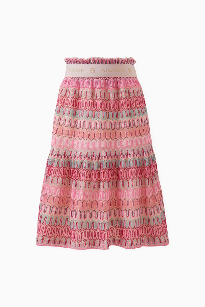 Embroidered Midi Skirt, Pink