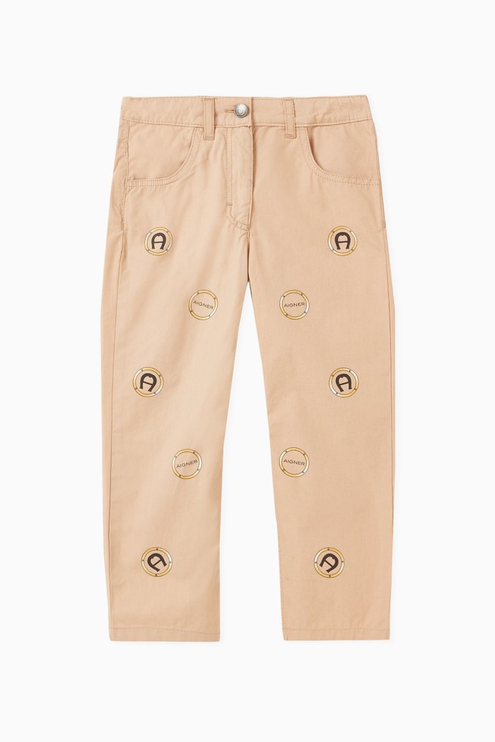 

Logo-embroidered Pants in Poplin, Brown