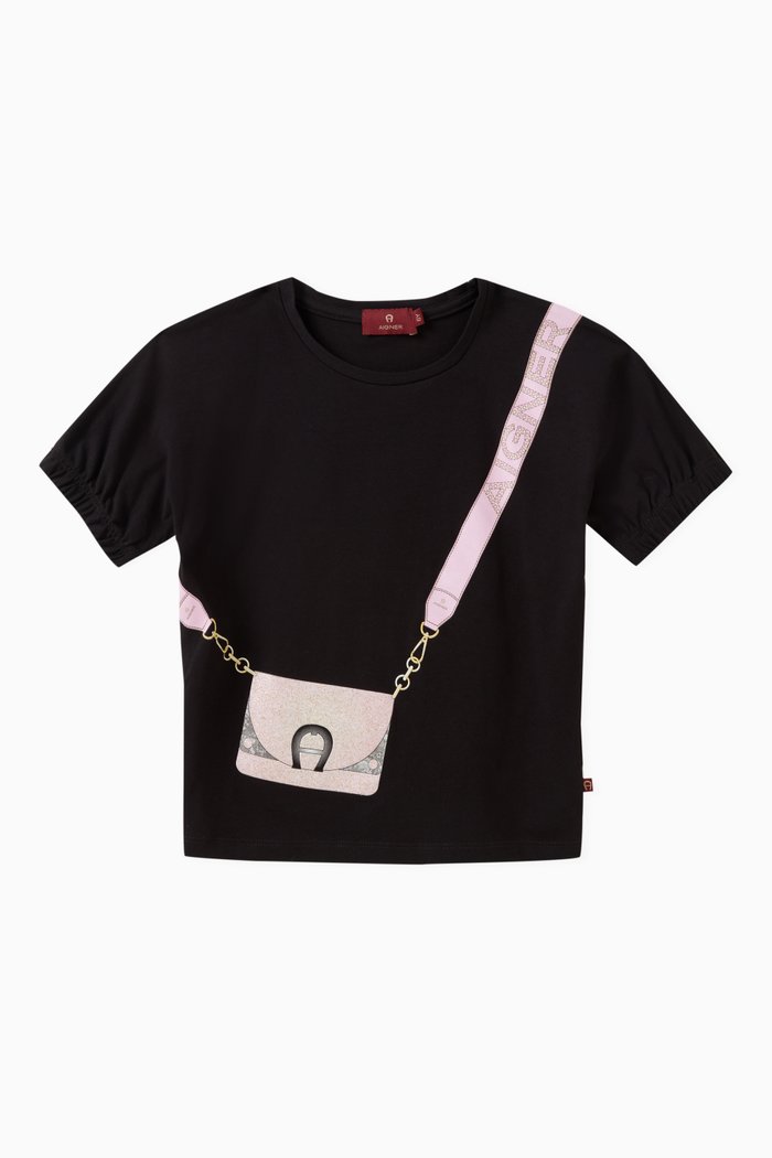 

Crossbody Bag-print T-shirt in Cotton, Black