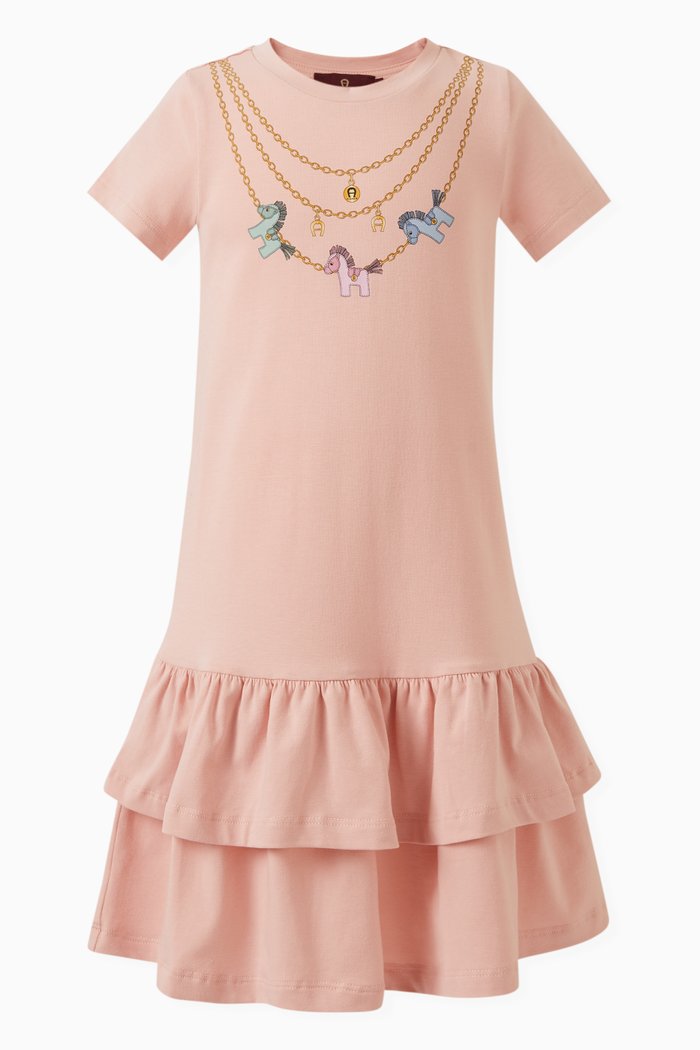 

Necklace-print Dress in Cotton, Pink