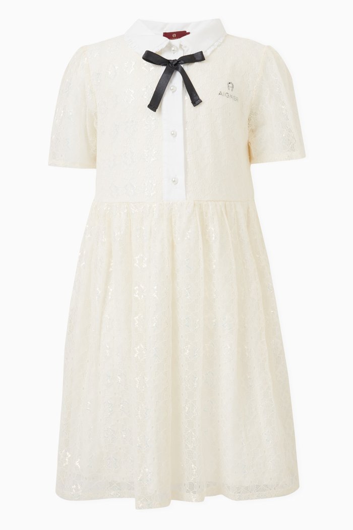 

Peterpan Bow Dress in Lace, Neutral