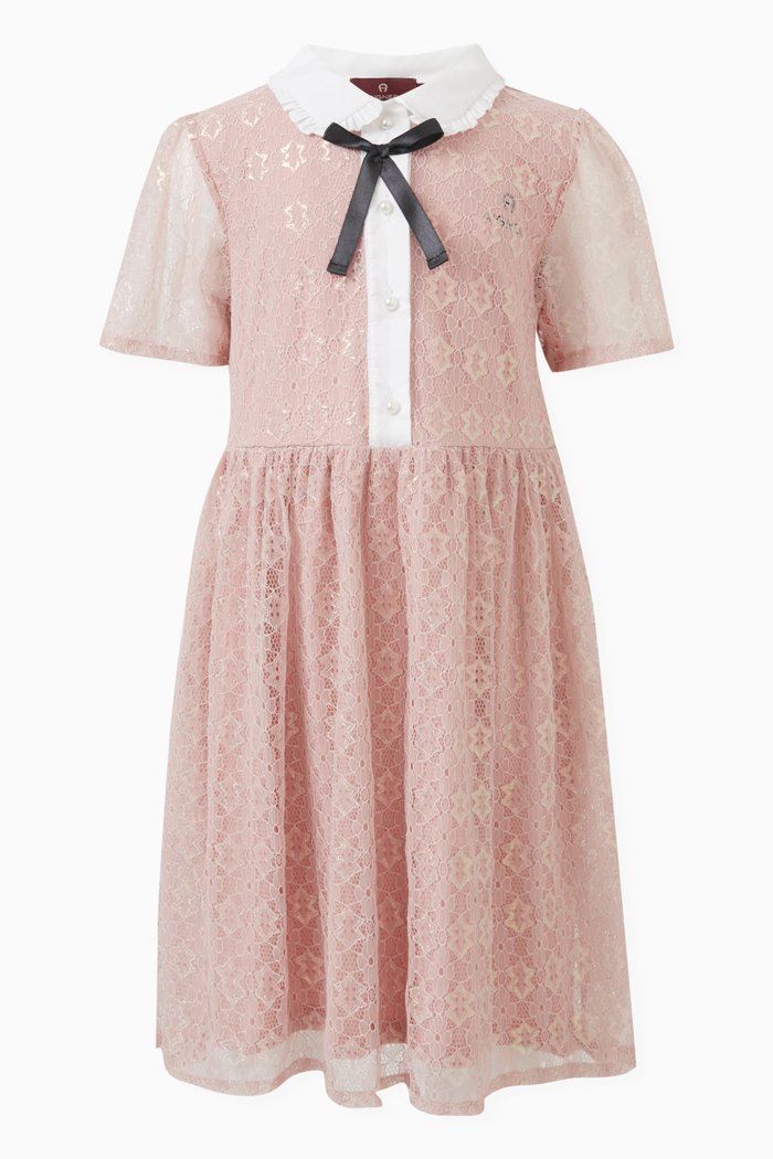 

Peterpan Bow Dress in Lace, Pink