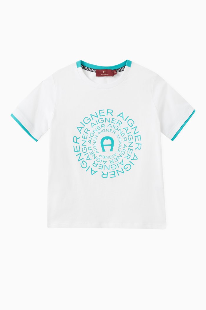 Logo-print T-shirt in Cotton, Blue
