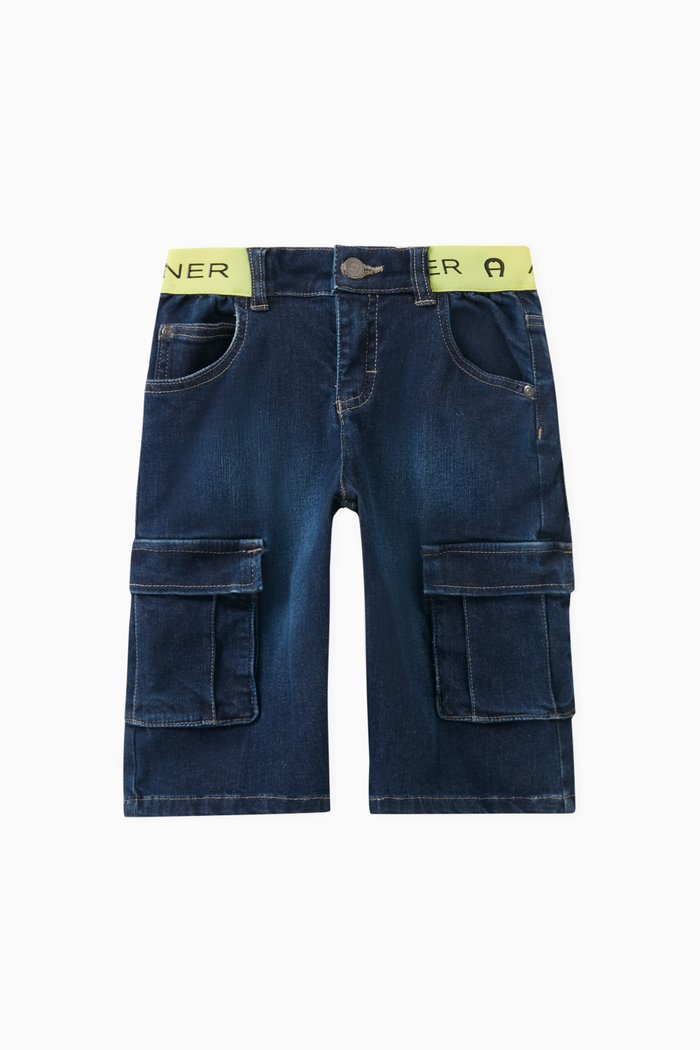 

Logo Cargo Jeans in Denim, Blue