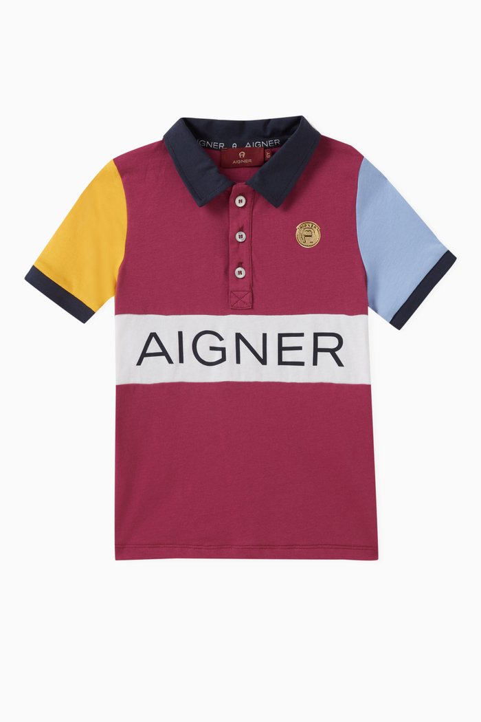 

Logo-detail Colour-block Polo Shirt in Cotton, Red