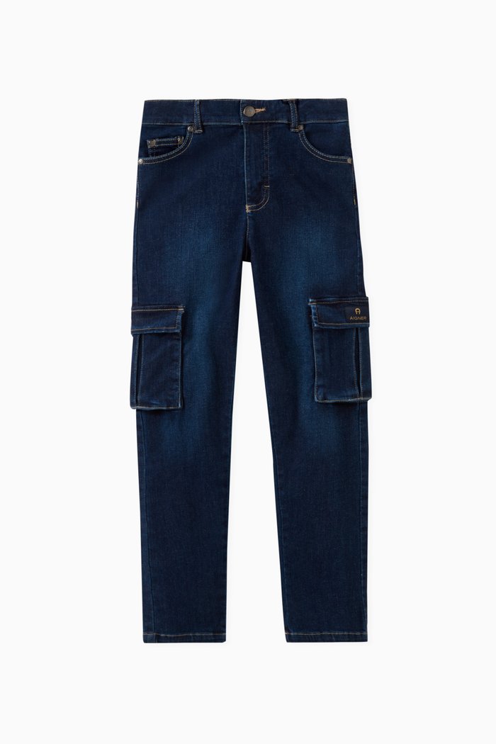

Logo Detail Jeans in Stretch Denim, Blue