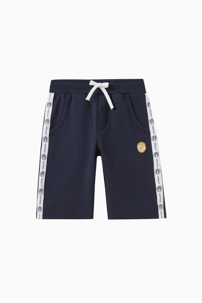 

Logo-stripe Shorts in Cotton, Blue