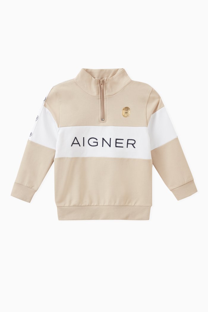 

Colour-block Sweatshirt in Cotton, Neutral