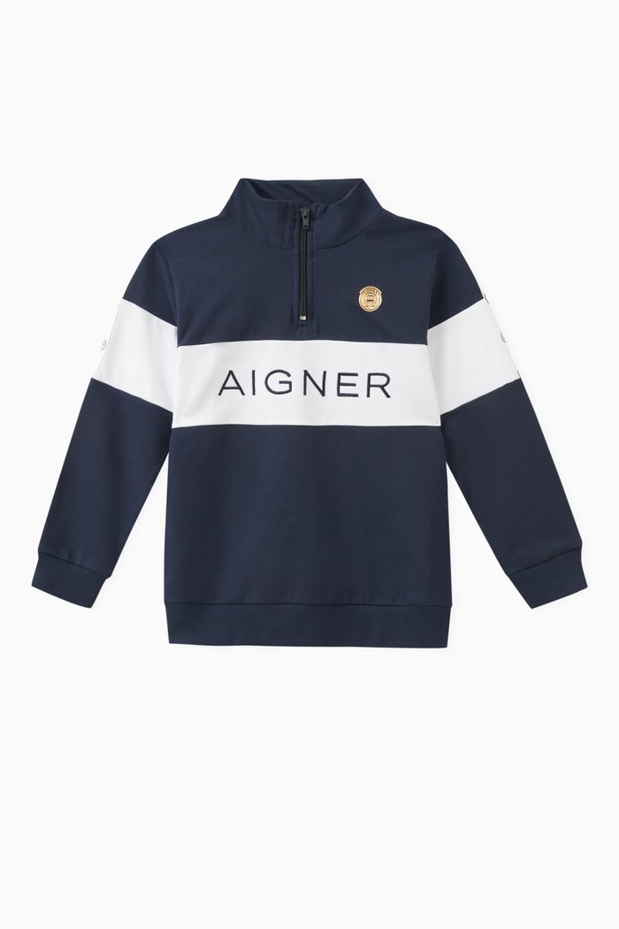 

Colour-block Sweatshirt in Cotton, Blue