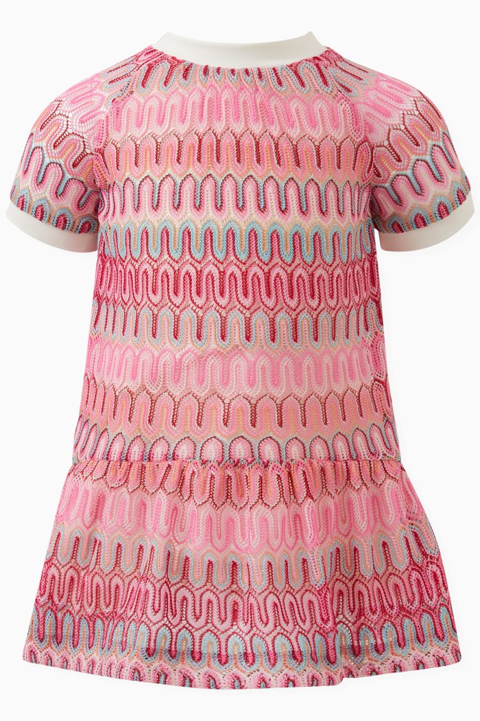 Embroidered Pattern Dress in Cotton, Neutral
