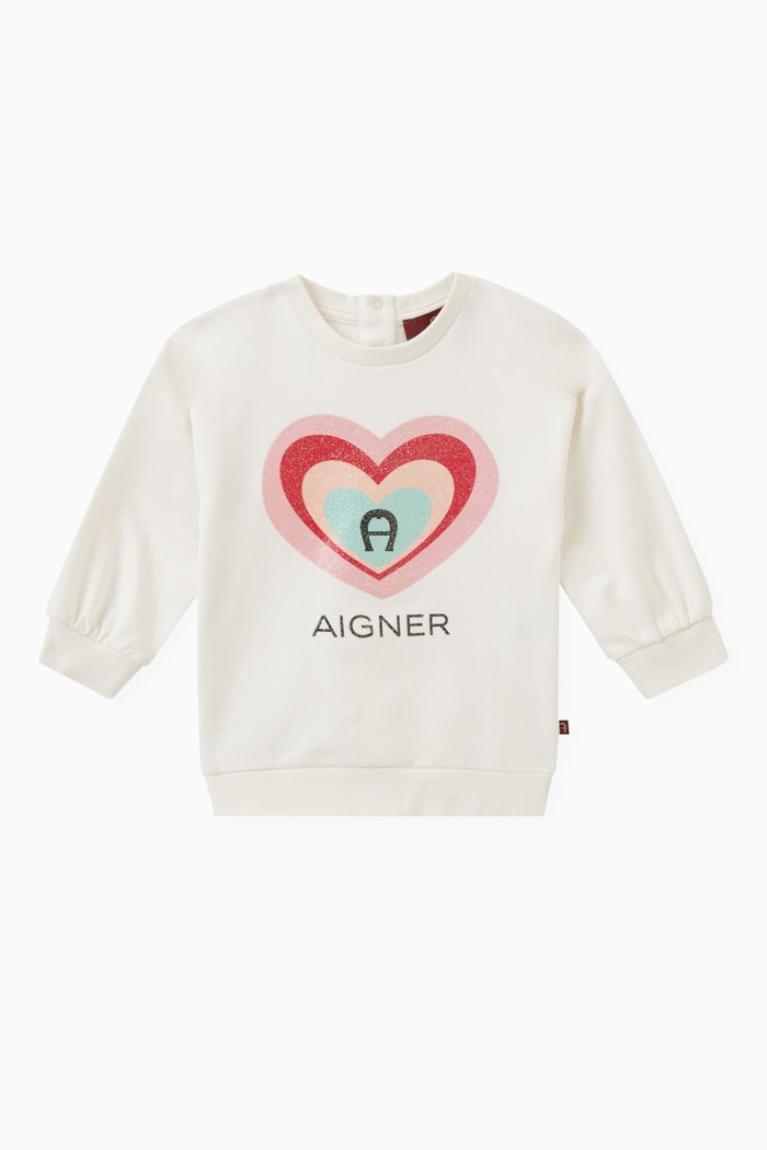 

Heart Logo Sweatshirt in Cotton, Neutral