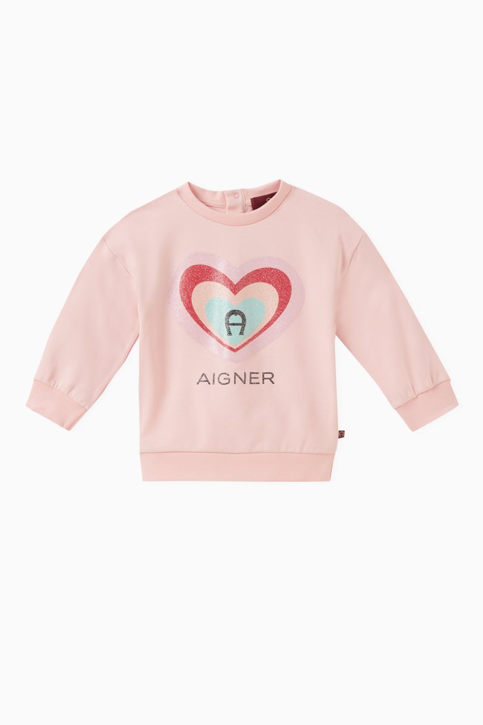 

Heart Logo Sweatshirt in Cotton, Pink
