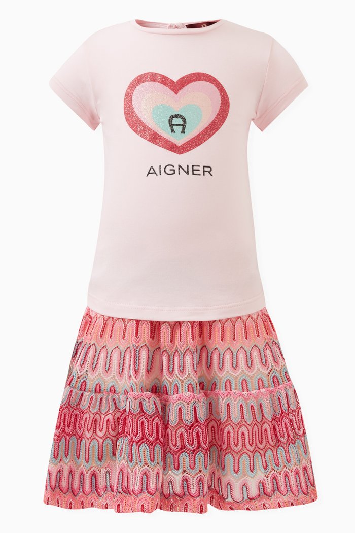 

Logo T-shirt & Skirt Set in Cotton-jersey, Pink