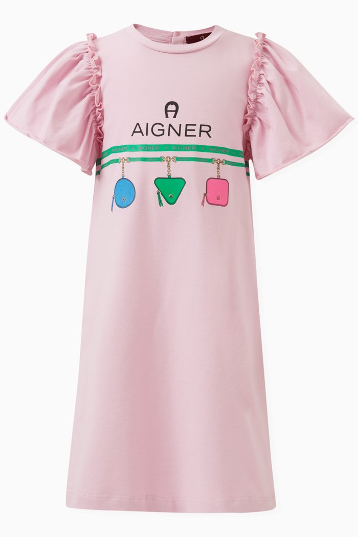 Logo T-shirt Dress in Cotton-jersey, Pink