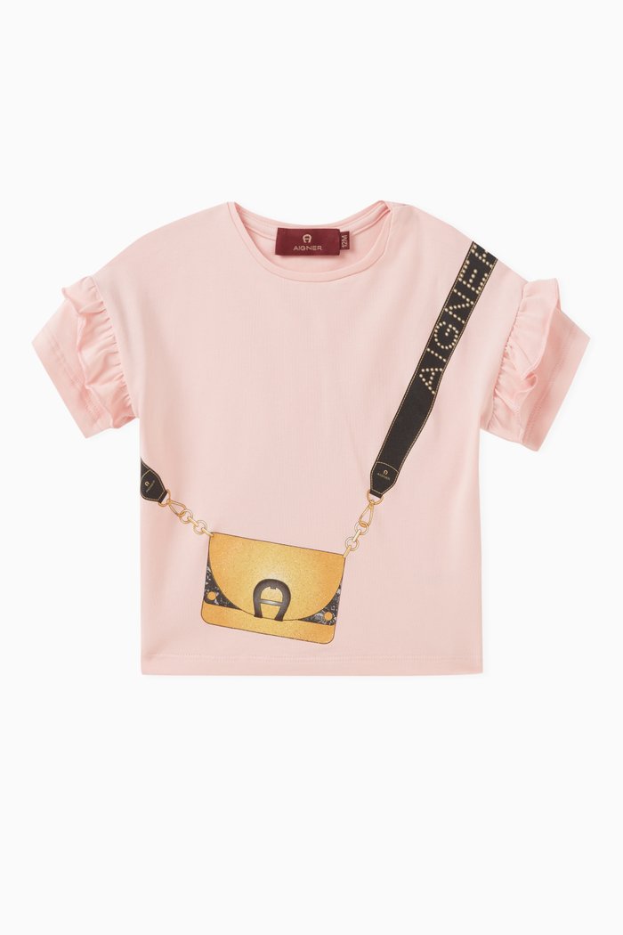 

Shoulder Bag Print T-shirt in Cotton, Pink