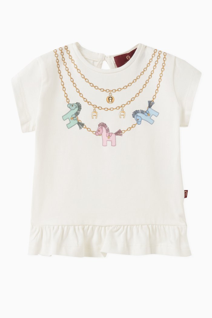 

Graphic Logo Print T-shirt in Cotton, Neutral