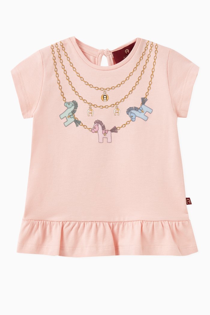 Graphic Logo Print T-shirt in Cotton, Pink