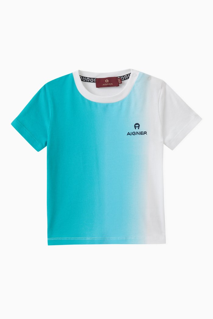 Logo Print T-shirt in Cotton, Blue