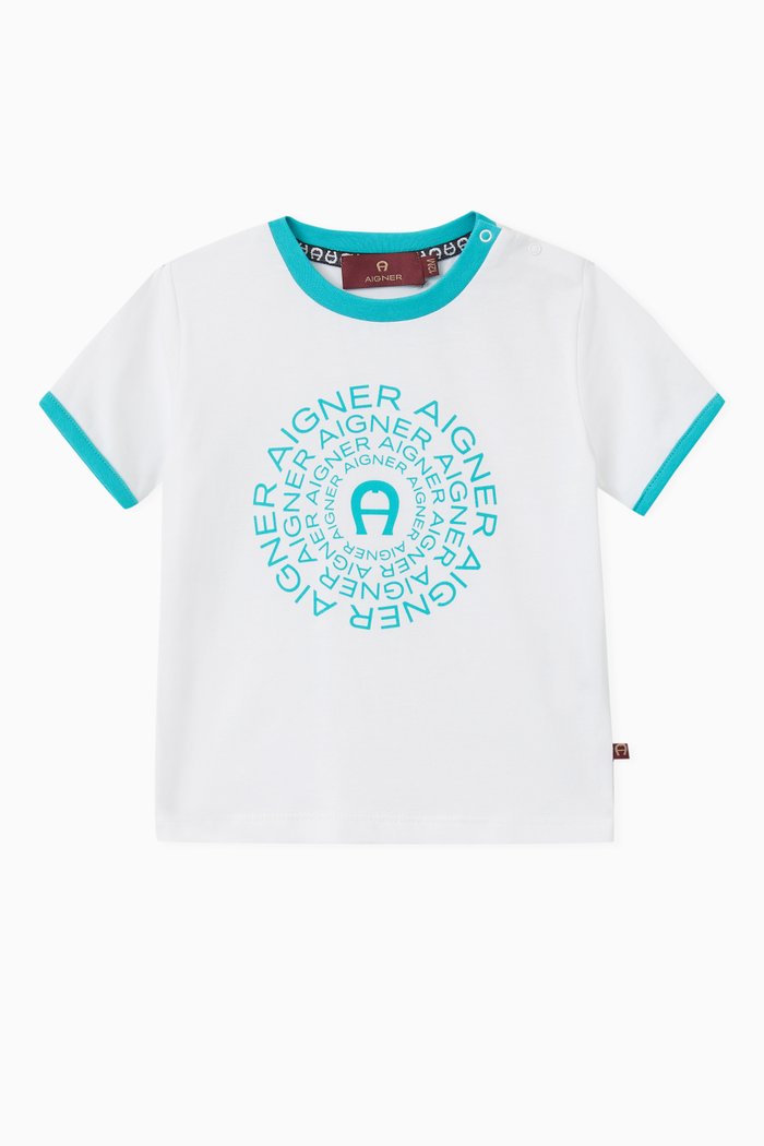 Graphic Logo Print T-shirt in Cotton, Blue