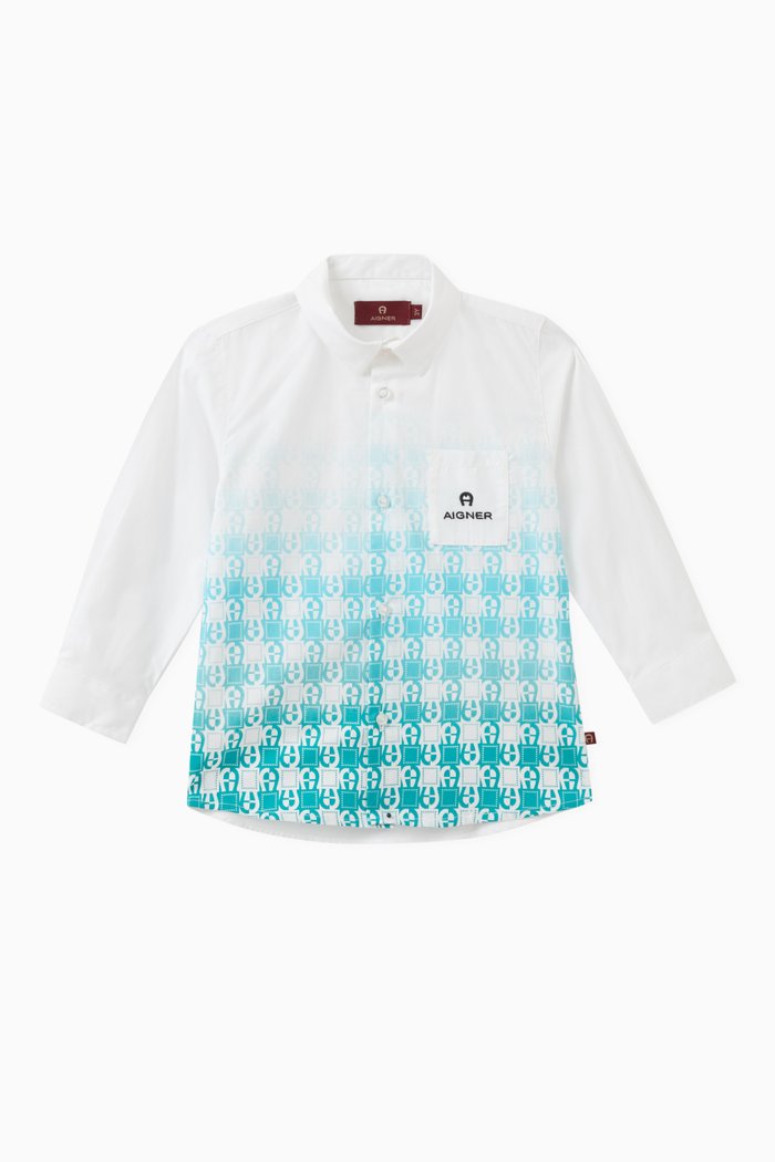 

Ombre Logo Shirt in Cotton, White