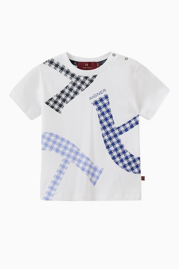 

Graphic Logo Print T-shirt in Cotton, Blue