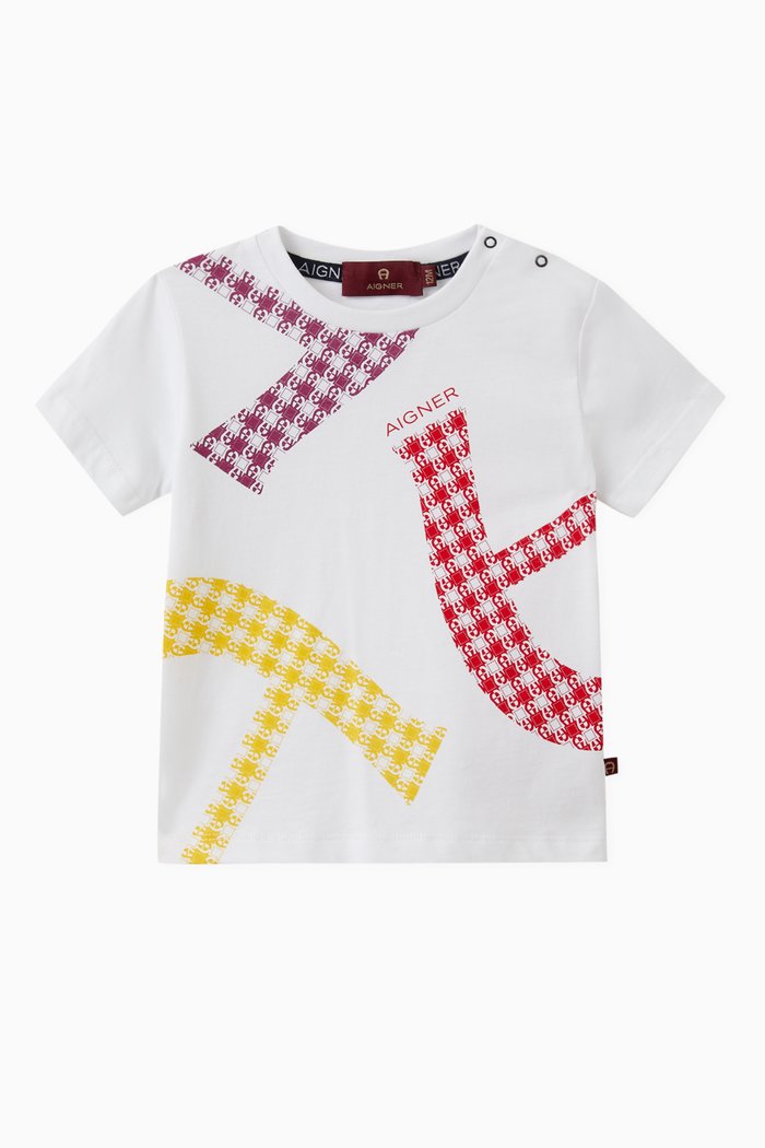 

Graphic Logo Print T-shirt in Cotton, Orange