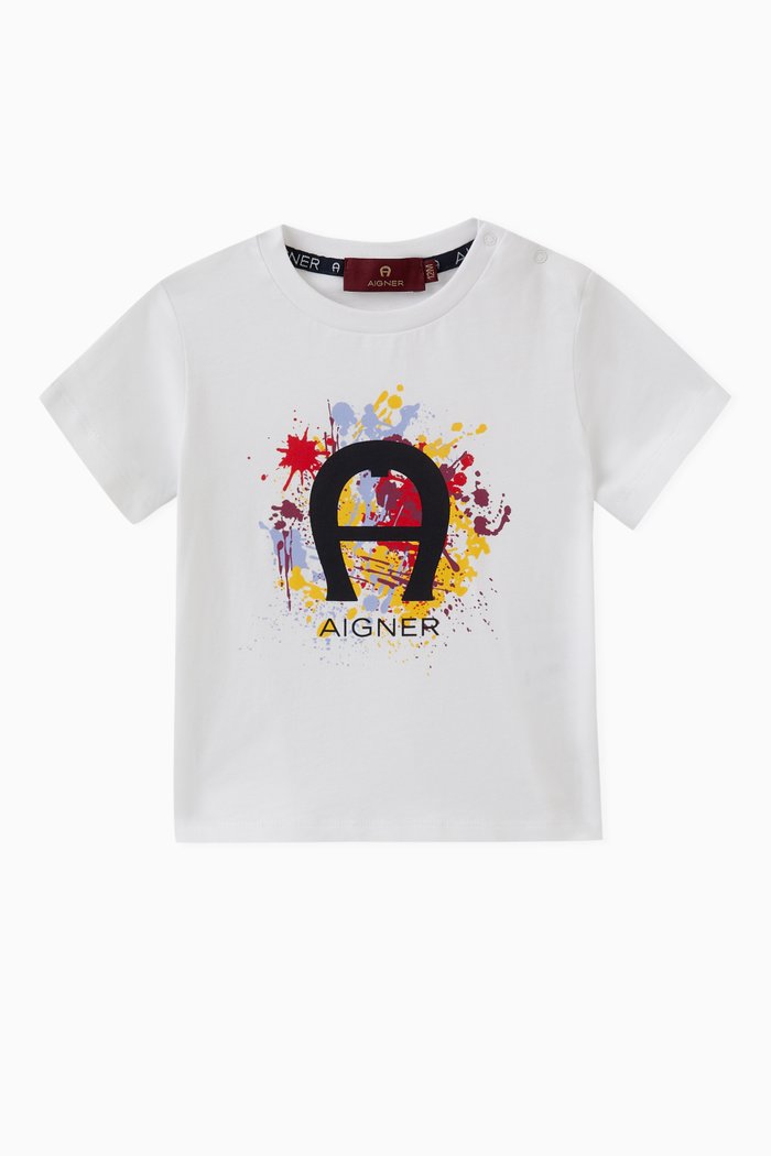 

Graphic Logo Print T-shirt in Cotton, White