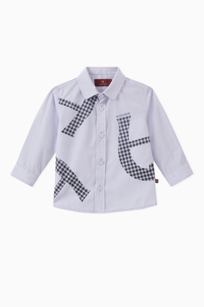 

Graphic Logo Print Shirt in Cotton, Purple