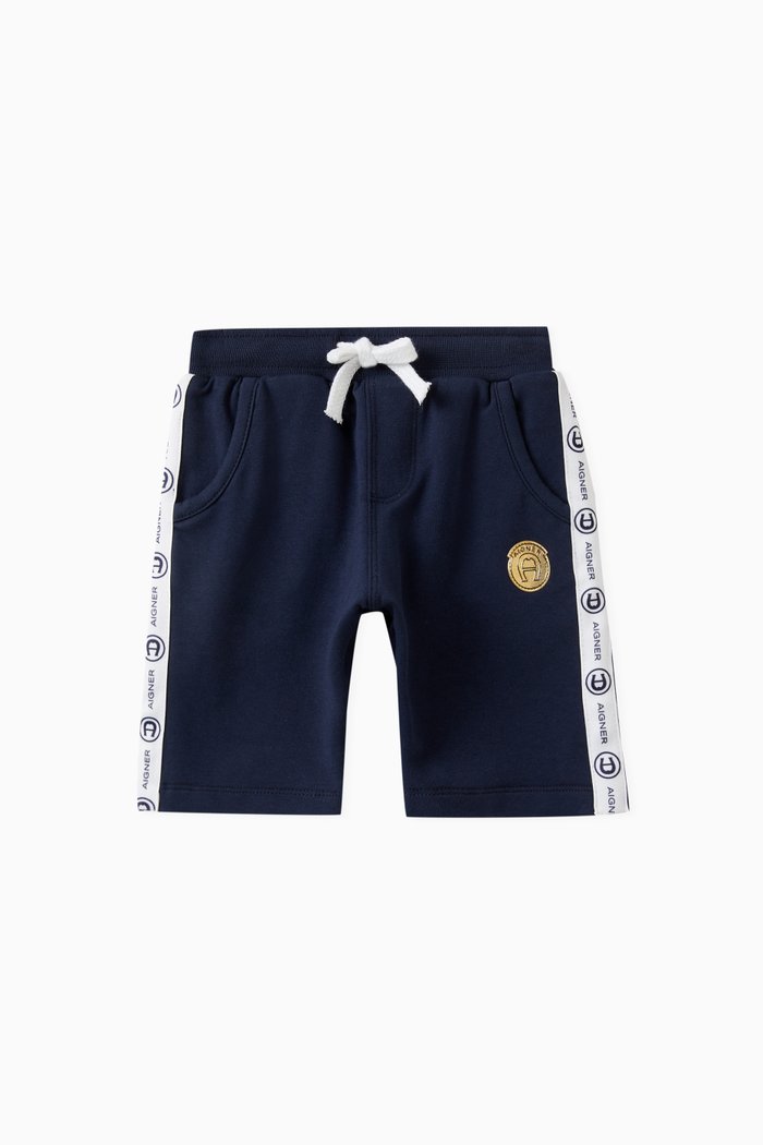 

Logo Bermuda Shorts in Cotton Jersey, Blue