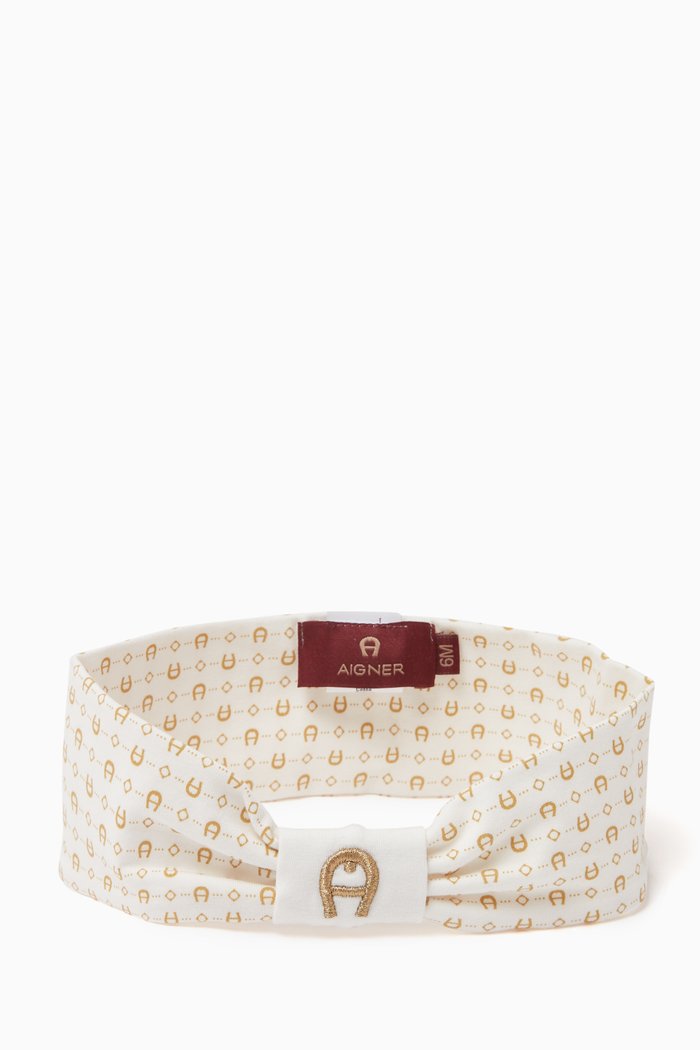 

Logo Print Headband in Pima Cotton, Neutral