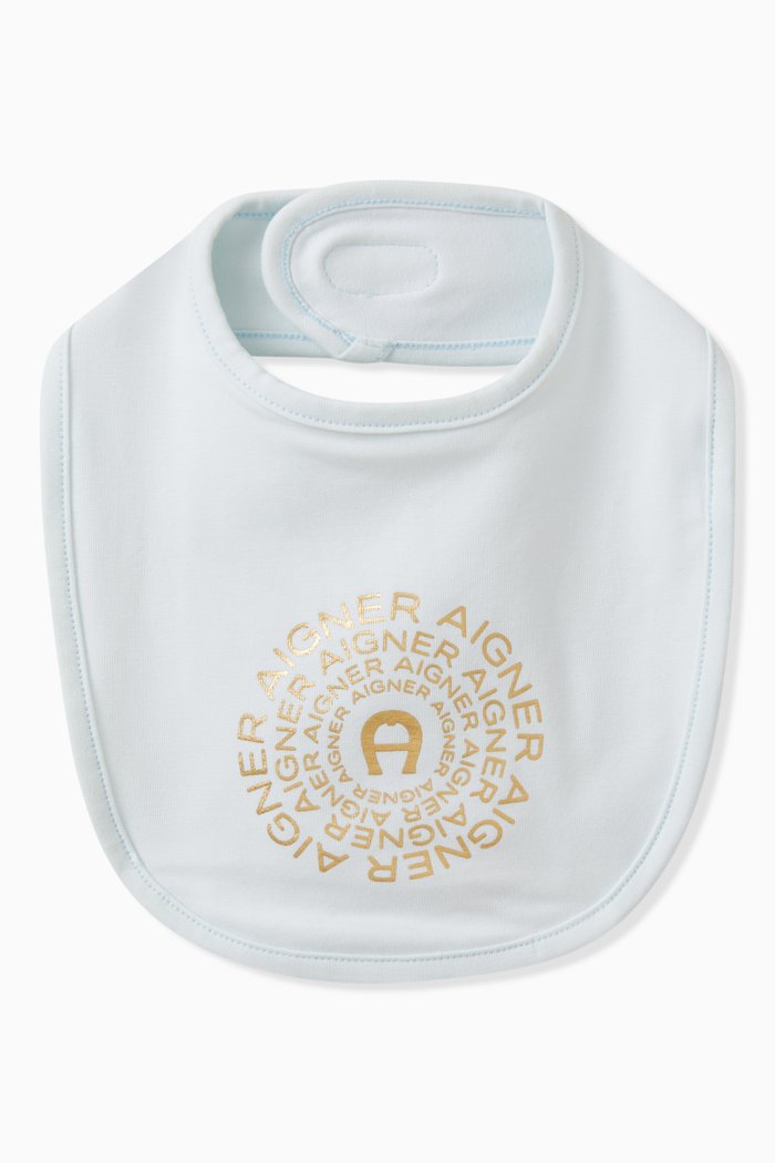 

Logo Print Bib in Pima Cotton, Blue