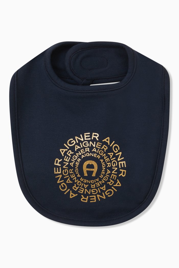 

Logo Print Bib in Pima Cotton, Blue