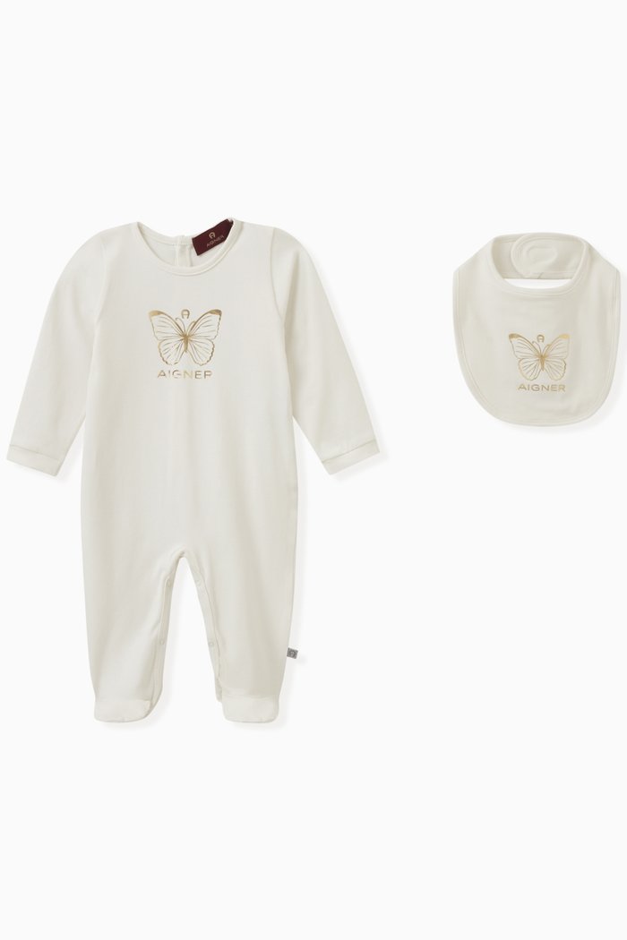 

Butterfly Logo Sleepsuit Set in Cotton, Neutral