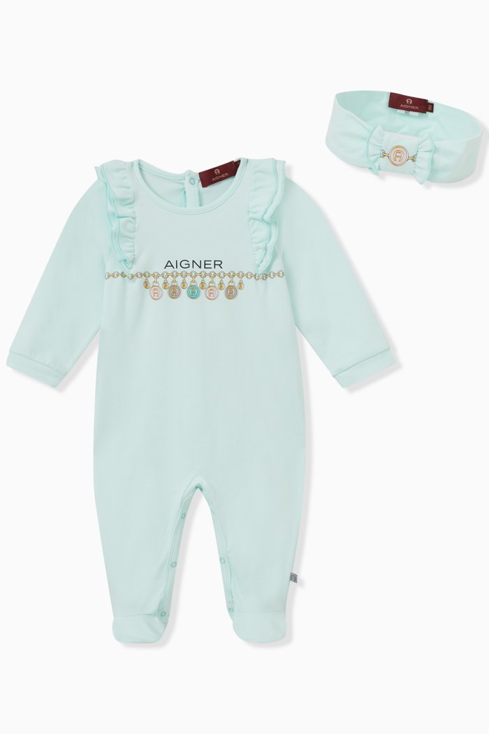 

Logo Sleepsuit Set in Cotton, Blue