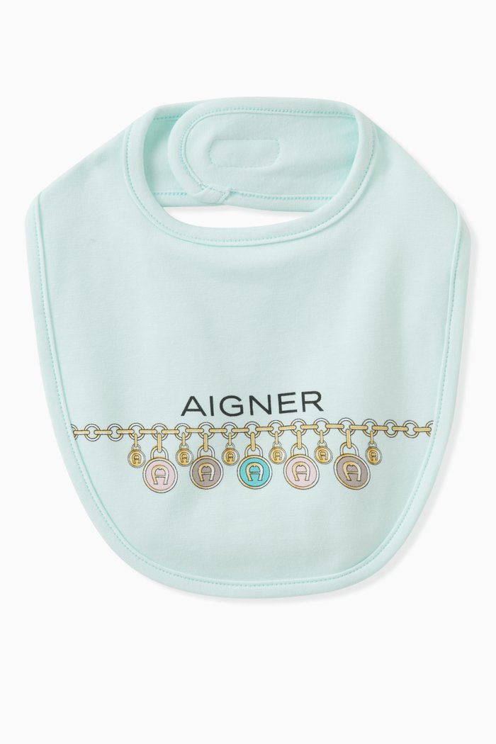 

Logo Print Bib in Pima Cotton, Blue