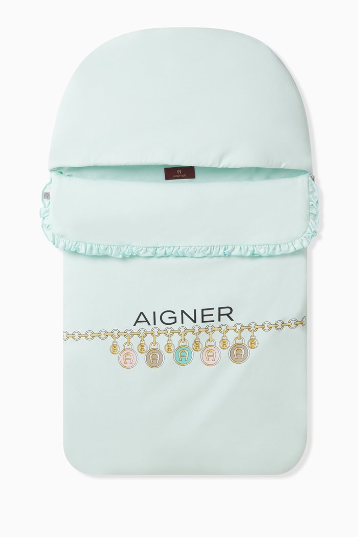 

Logo Print Sleeping Bag in Cotton, Blue