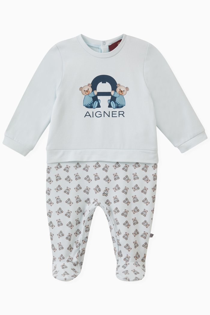 

Logo Teddy Overall in Stretch Cotton, Blue