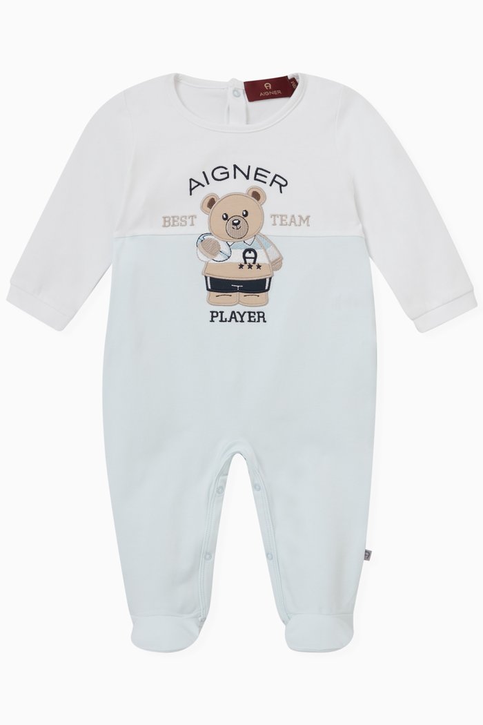 

Bear Logo Overall in Stretch Cotton, Blue