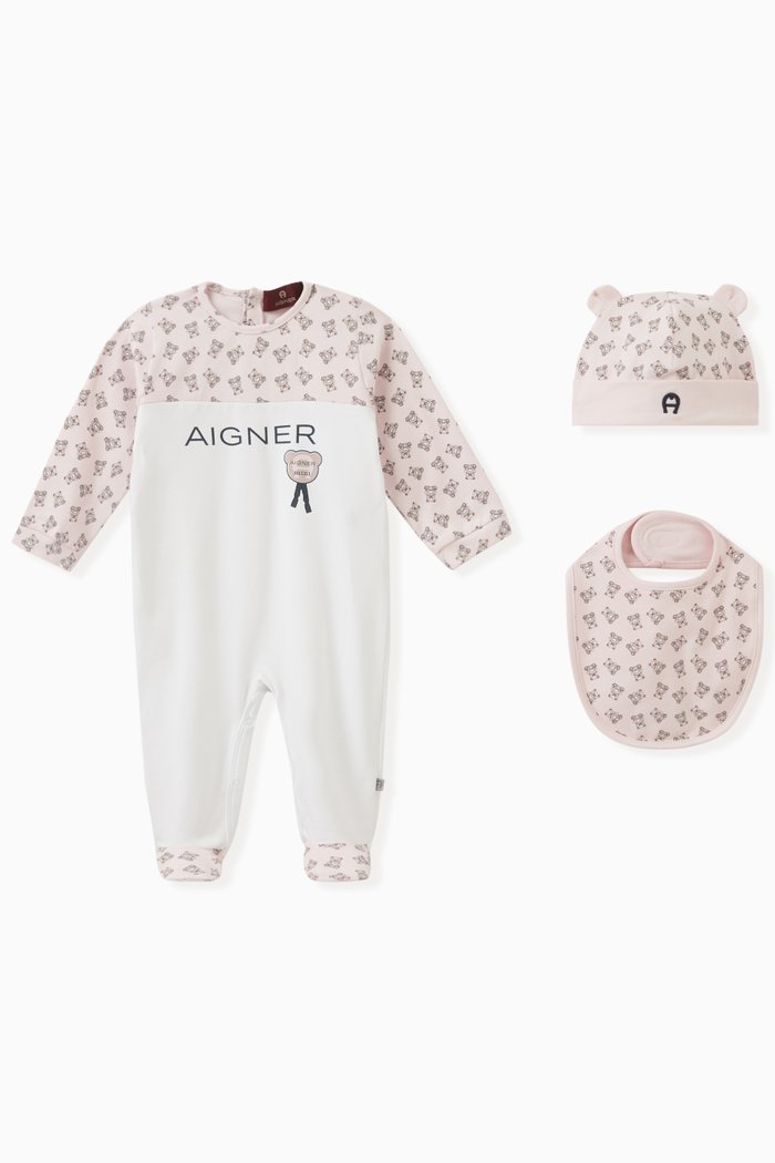 

Logo Sleepsuit Set in Cotton, Pink