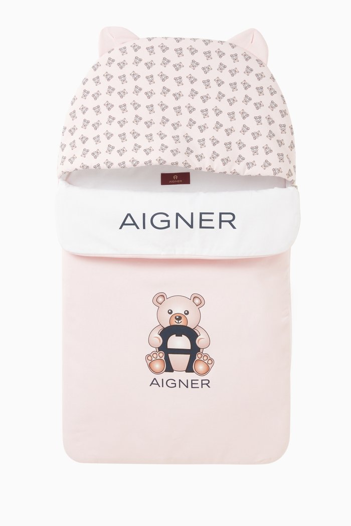 

Bear Print Sleeping Bag in Cotton, Pink